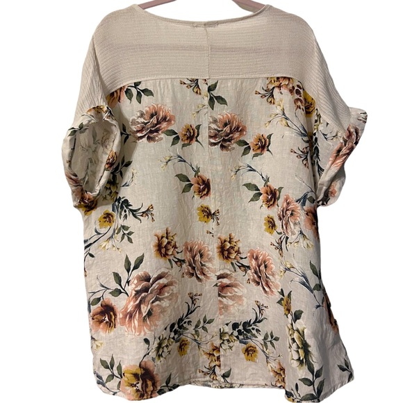 Lungo L’Arno women’s floral linen top size 2X - Picture 5 of 8